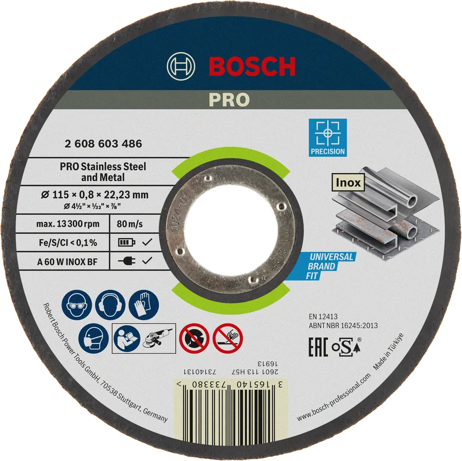 Disco de corte Bosch PRO para acero inoxidable y metal de 115 mm.